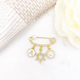Crystal Midi Star Of David Jewish Evil Eye Mini Pin, Hamsa Hand Baby Pin - Hanukkah, Judaica, Chanukah, Jewish Baby, Blessing, Protection