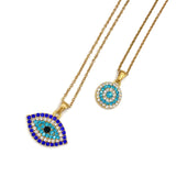 Crystal Evil Eye Eye Shaped & Round Necklace Set , Adults, Children, Baby - Protection Jewellery, Swarovski