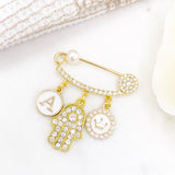 Crystal Midi Hamsa Hand Evil Eye Mini Pin, Hamsa Hand Baby Pin - New Baby, Blessing, Protection, New Born