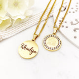 4 Qul diamanté Engraved Name Necklace, Adults, Kids, Nazar, Gifts for Her, Muslim, Islamic, Hajj, Umrah, Monogram, 4 Kul, Childrens